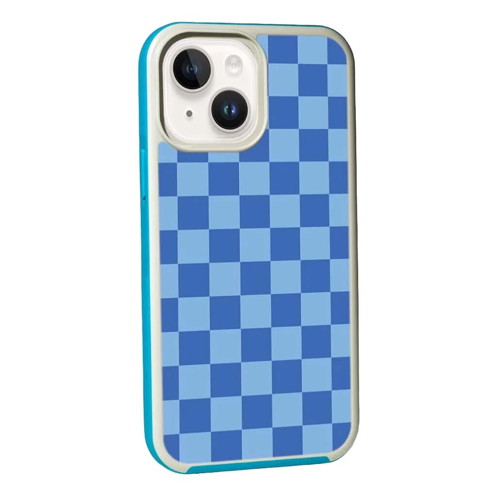 MagSafe iPhone 14 Plus Blue Checkerboard Print Case