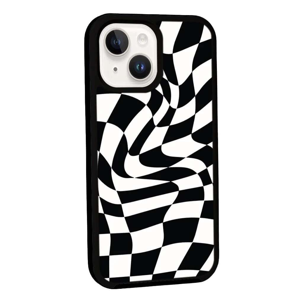 MagSafe iPhone 13 Black Swirl Checkerboard Print Case