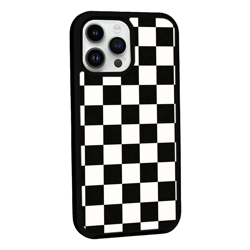 MagSafe iPhone 14 Pro Black Checkerboard Print Case