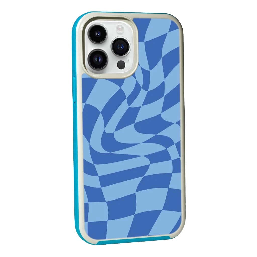MagSafe iPhone 13 Pro Max Blue Swirl Checkerboard Print Case
