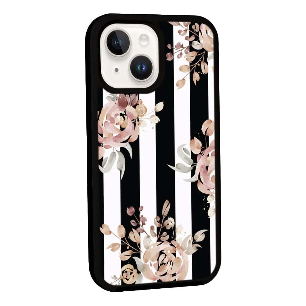 MagSafe iPhone 14 Black Flower Case