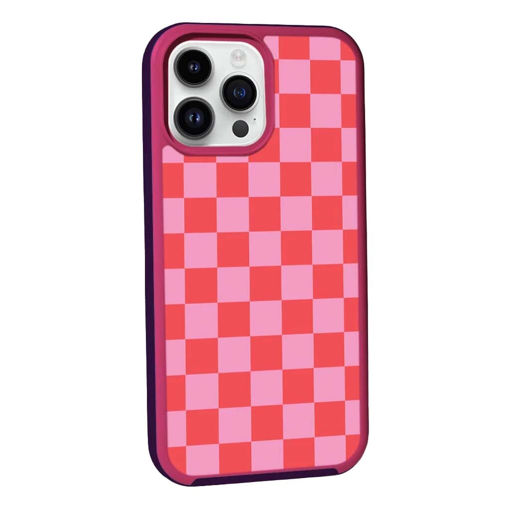 MagSafe iPhone 13 Pro Max Pink Checkerboard Print Case