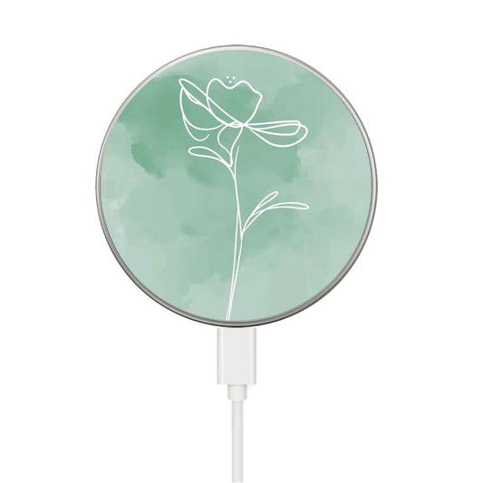 MagSafe Wireless Charger - Green Flower Pattern