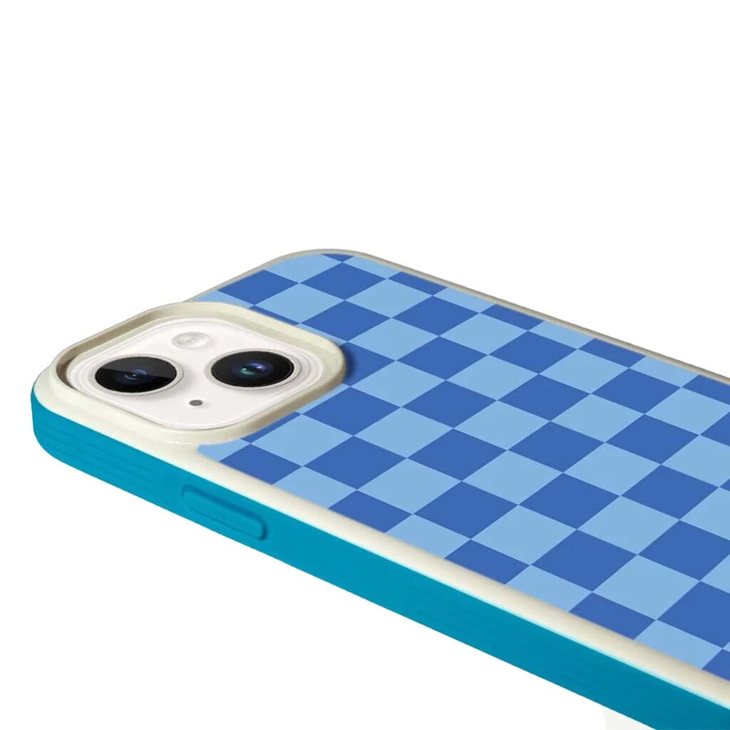MagSafe iPhone 14 Blue Checkerboard Print Case