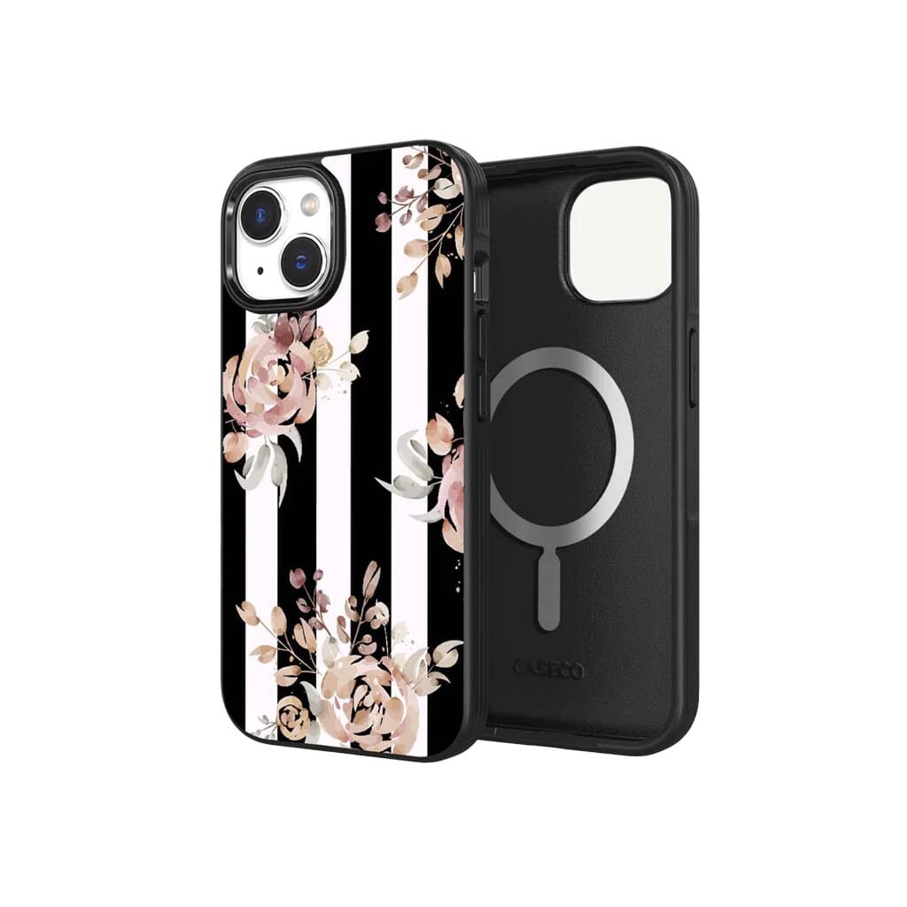 iPhone 15 Plus Case With MagSafe - Black Flower
