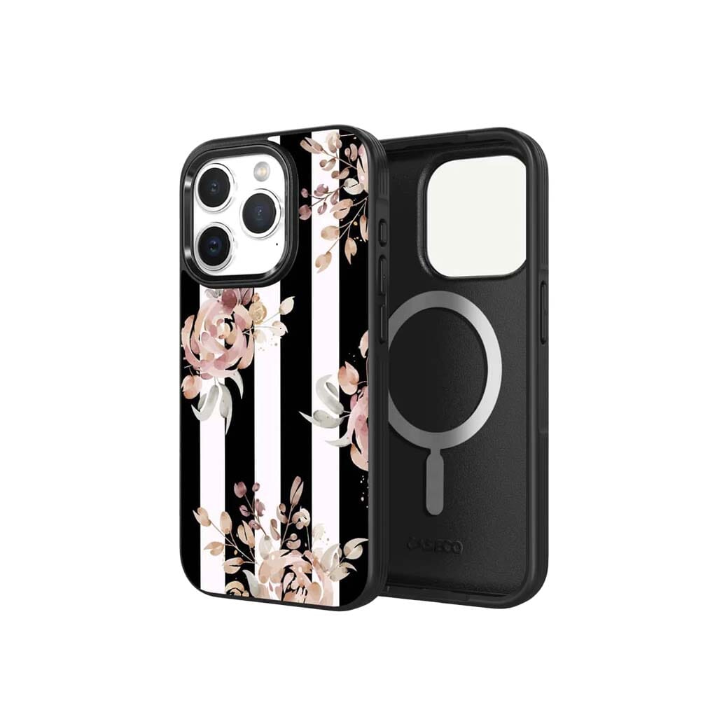 iPhone 15 Pro Max Case With MagSafe - Black Flower