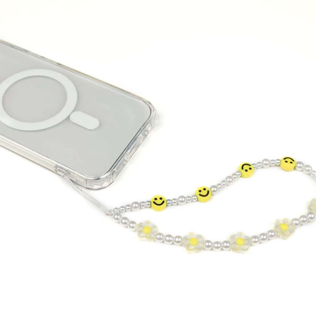 Pearls Smiley Phone Charm
