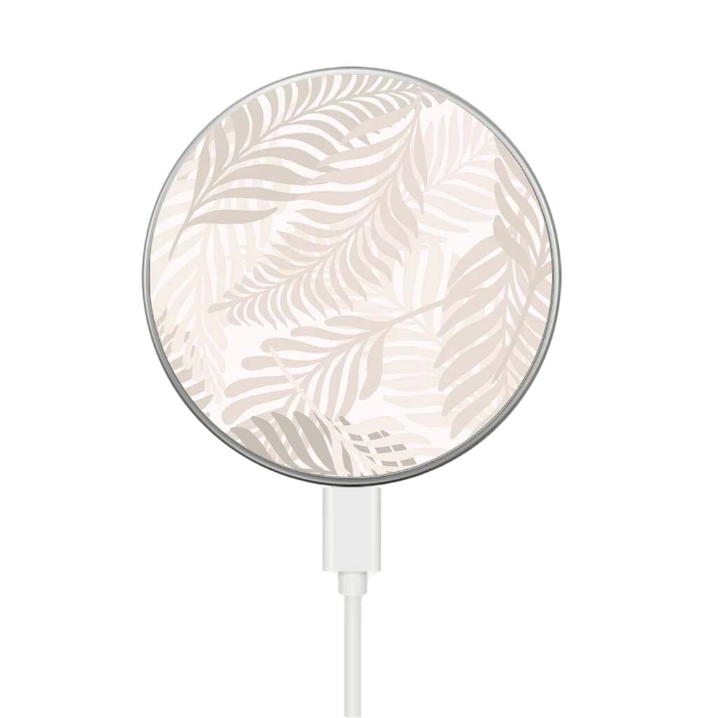 White Leaf Pattern - MagSafe Wireless Charger