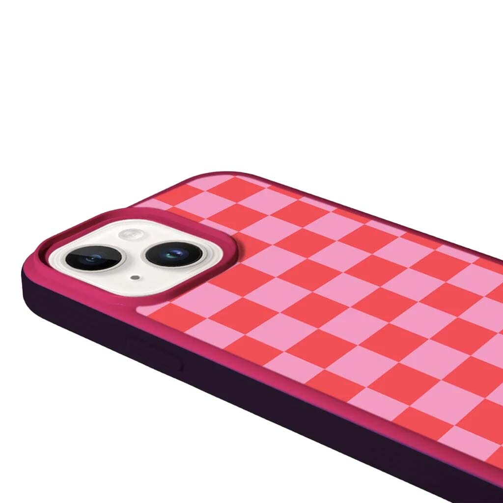 MagSafe iPhone 14 Pink Checkerboard Print Case