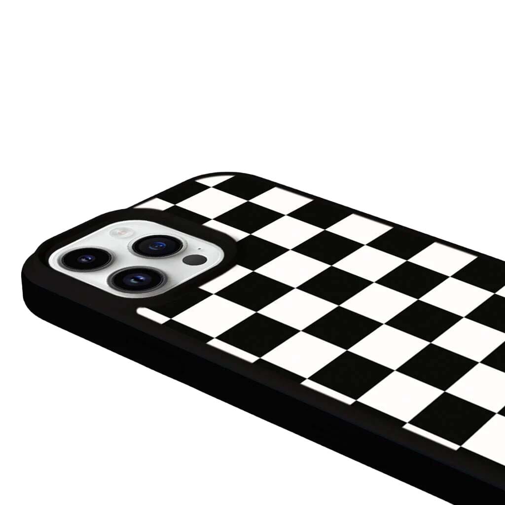 MagSafe iPhone 14 Pro Max Black Checkerboard Print Case