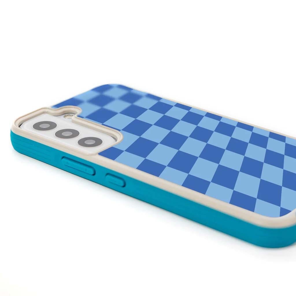 Blue Checkerboard Print Samsung S22 Case
