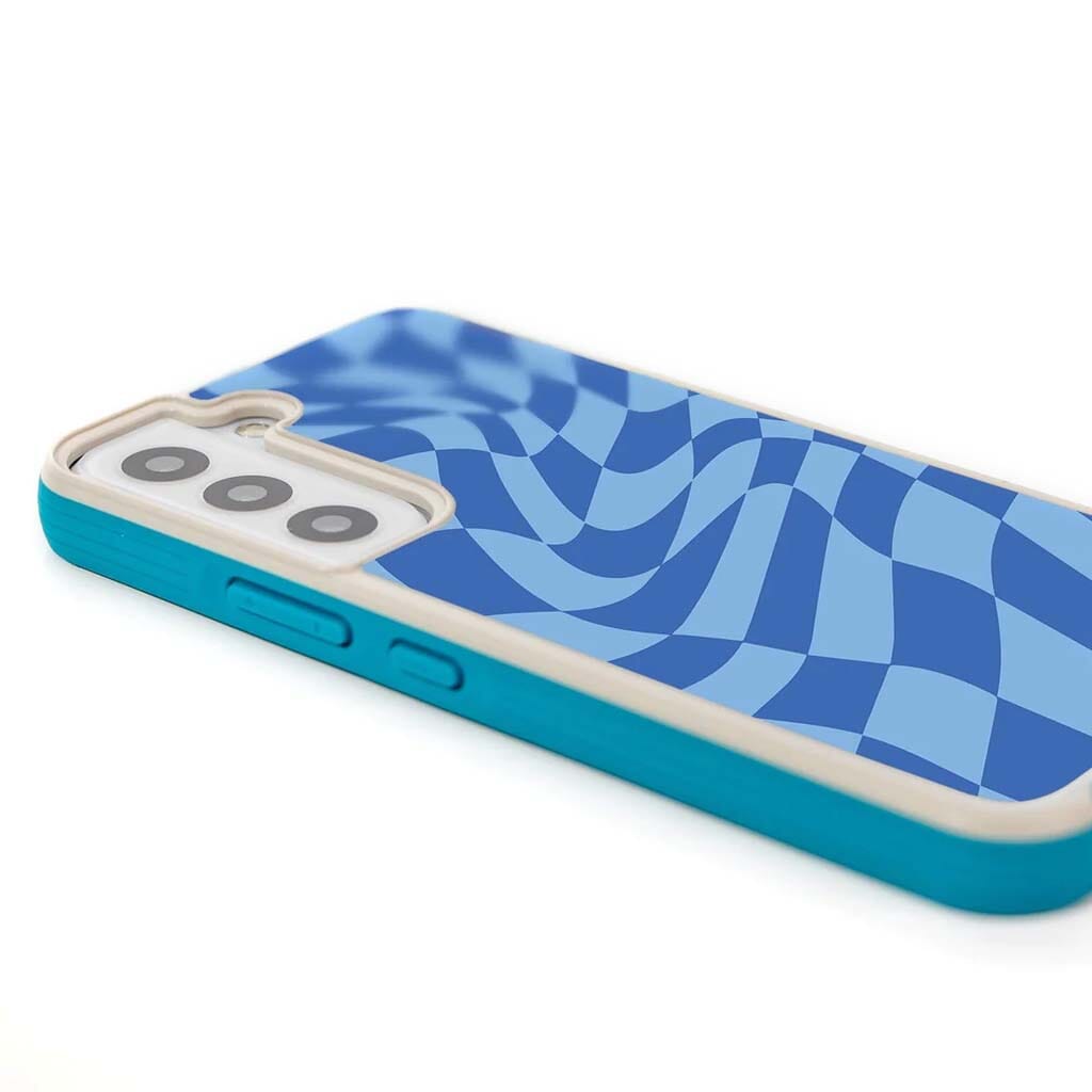 Blue Swirl Checkerboard Print Samsung S22 Case