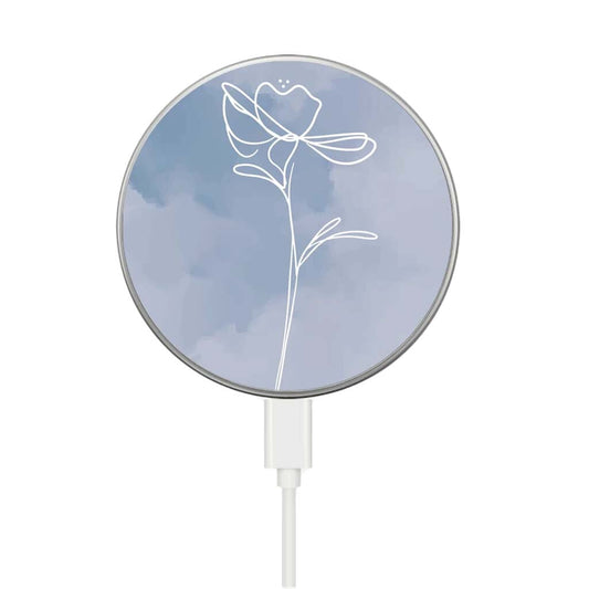 MagSafe Wireless Charger - Blue Flower Pattern