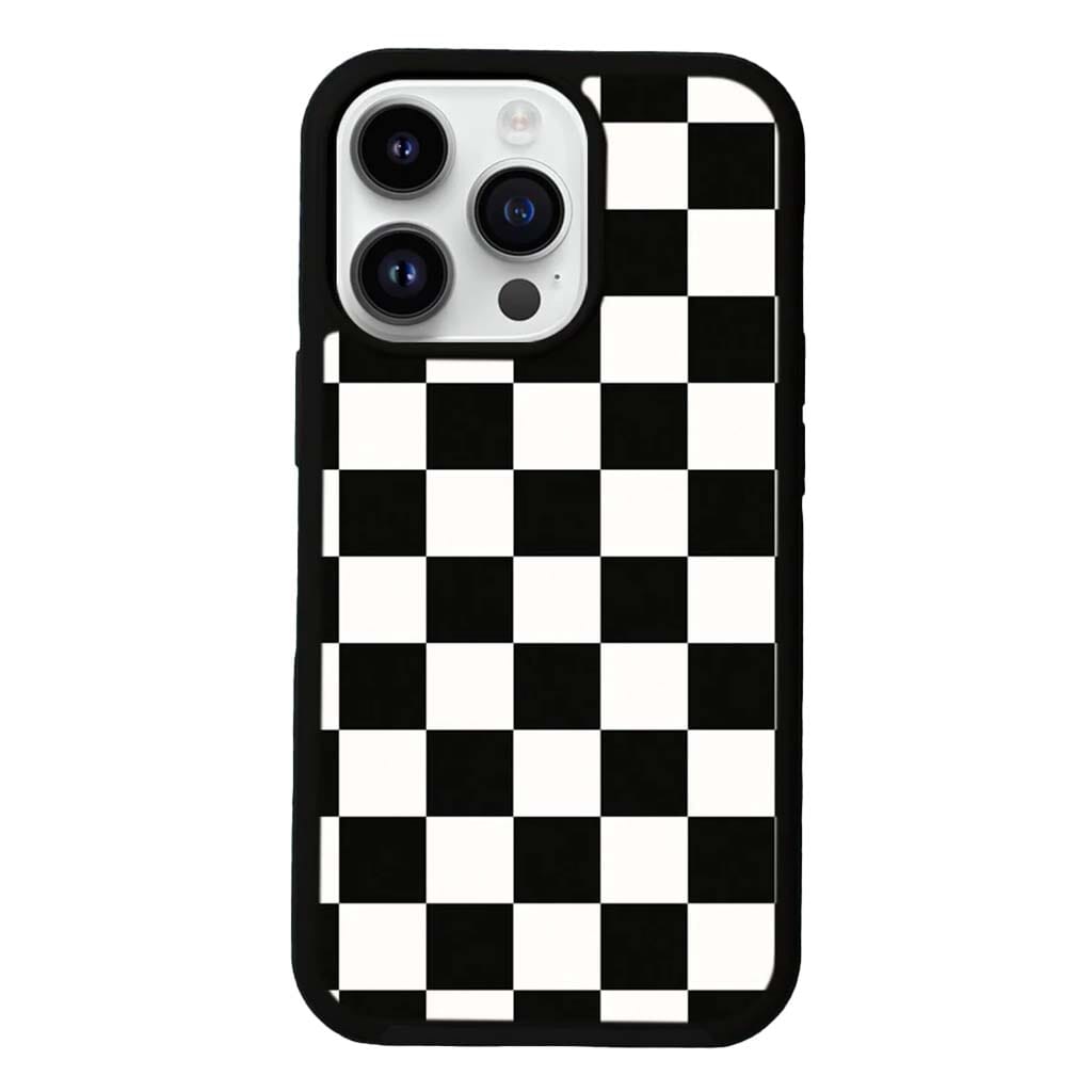 MagSafe iPhone 14 Pro Black Checkerboard Print Case