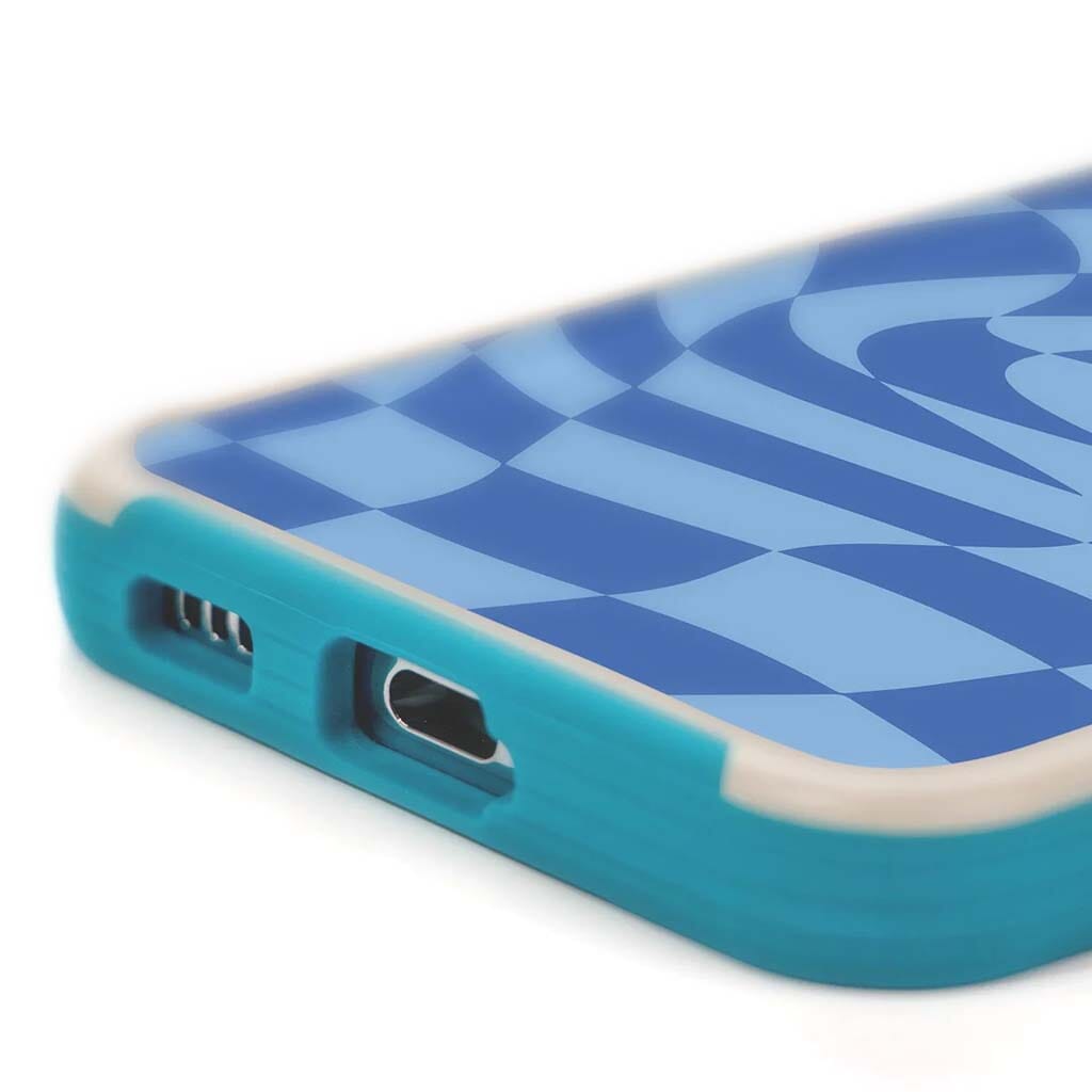 Blue Swirl Checkerboard Print Samsung S22 Case