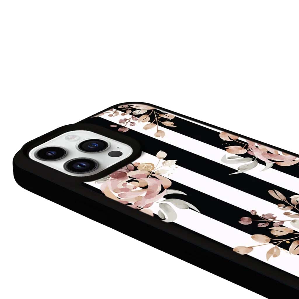 MagSafe iPhone 14 Pro Black Flower Case