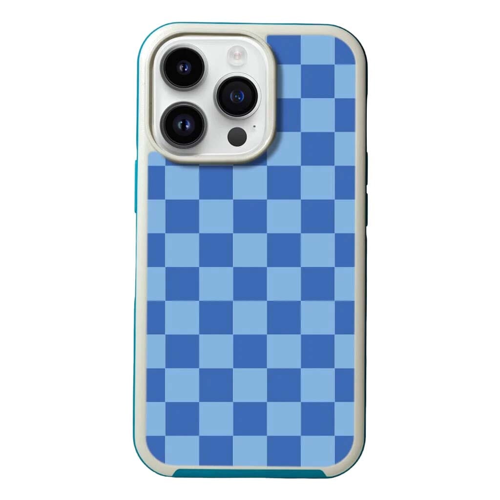 MagSafe iPhone 14 Pro Max Blue Checkerboard Print Case