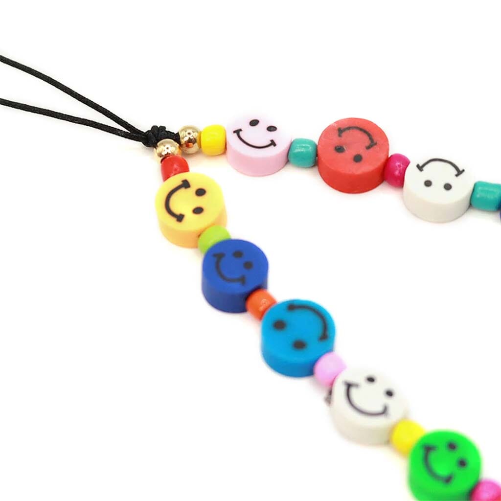 Rainbow Smiley Beaded Phone Charm