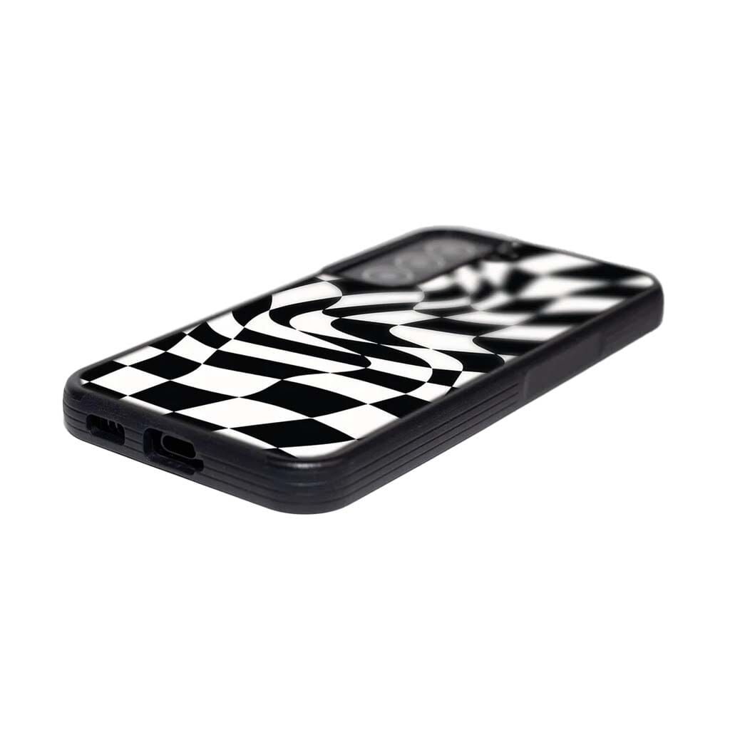 Black Swirl Checkerboard Print Samsung S22 Case