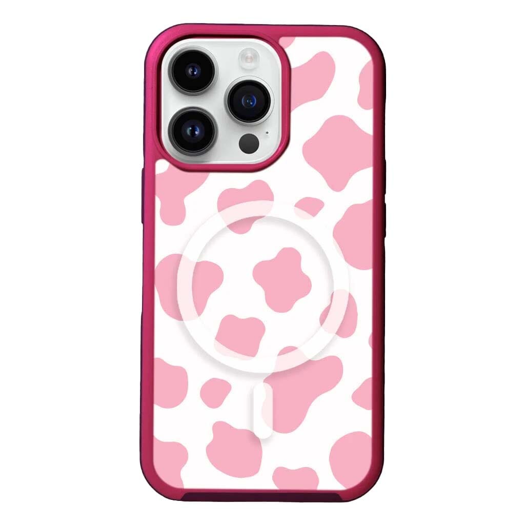 MagSafe iPhone 14 Pro Pink Cow Print Case