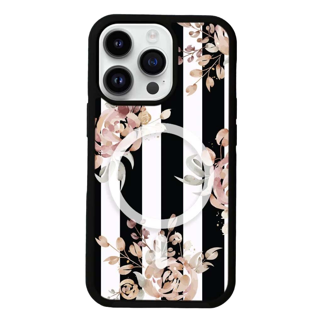 MagSafe iPhone 14 Pro Black Flower Case