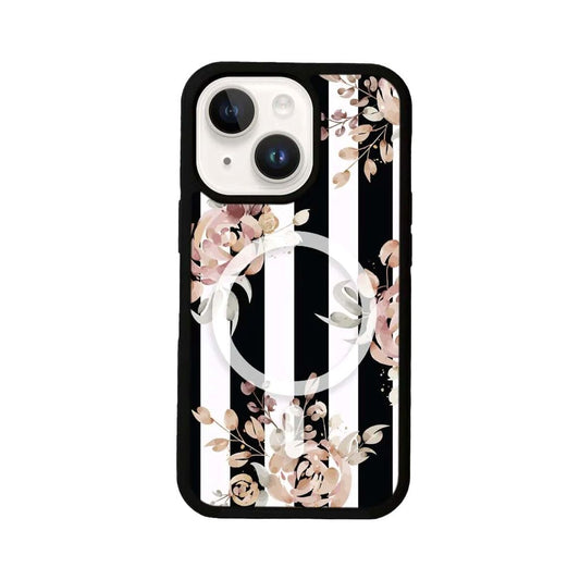 MagSafe iPhone 14 Plus Black Flower Case