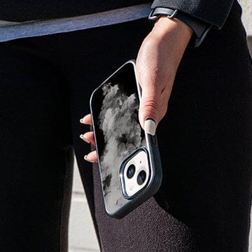 iPhone 14 Cloud Pattern Design Fremont Grip Case Black and White Color with MagSafe (On Hand)