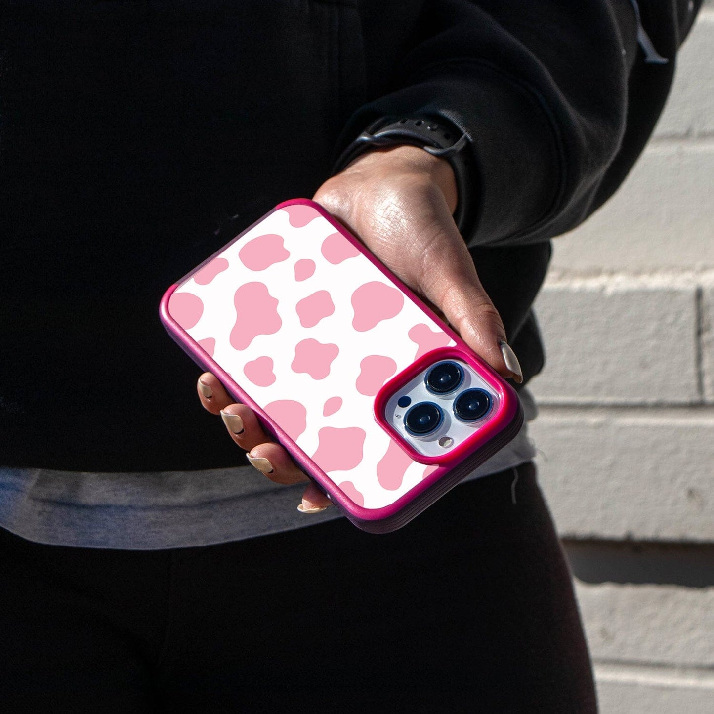 MagSafe iPhone 13 Pro Pink Cow Print Case