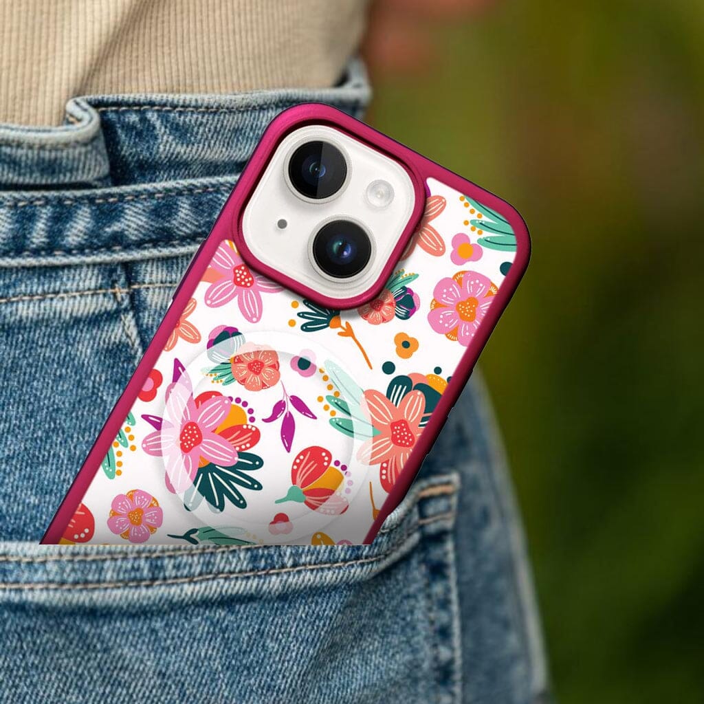 iPhone 14 Pro Max Spring Flower Design Fremont Grip Case Floral White Lifestyle