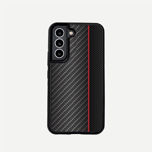 Samsung Galaxy S22 Red Line Design Fremont Grip Case Black Carbon Fiber (Front View)
