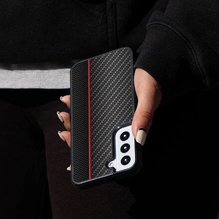 Samsung Galaxy S22 Red Line Design Fremont Grip Case Black Carbon Fiber (On Hand)