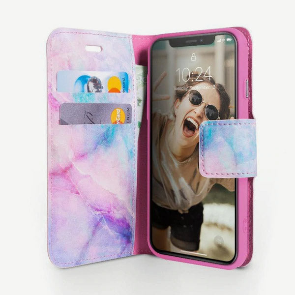 iPhone XR Folio Wallet Case - Marble Wallet - Unicorn