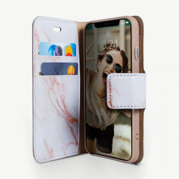 iPhone 7 & iPhone 8 Folio Wallet Case - Marble Wallet - Gold