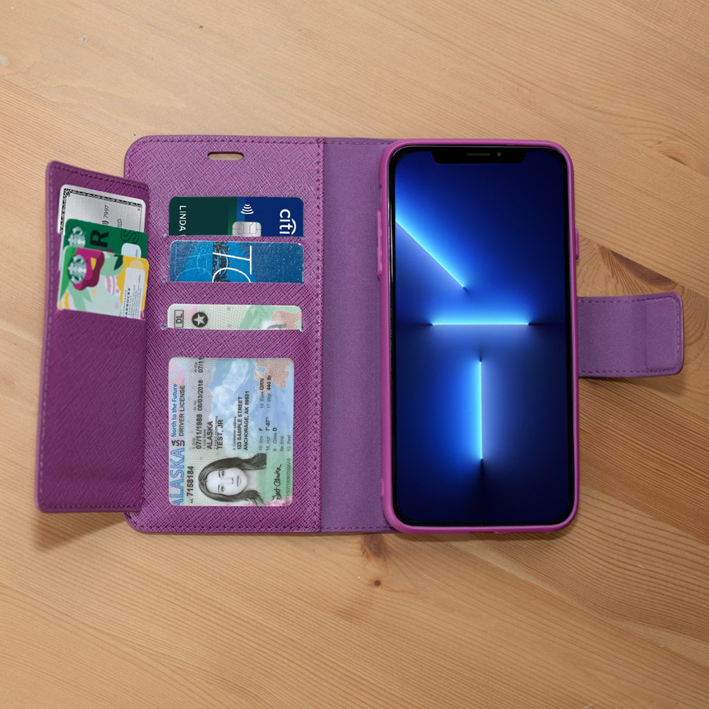iPhone XS Max Wallet Case - Sunset Blvd - Purple - With Phone Case