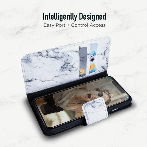 iPhone XR Folio Wallet Case - Marble Wallet - Grey - Design