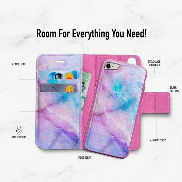 iPhone 7 & iPhone 8 Folio Wallet Case - Marble Wallet - Unicorn - Everything You Need