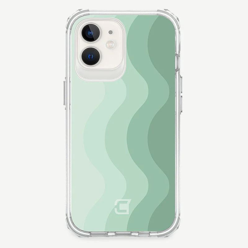 iPhone 11 Case - Mint Green Wave Pattern Design