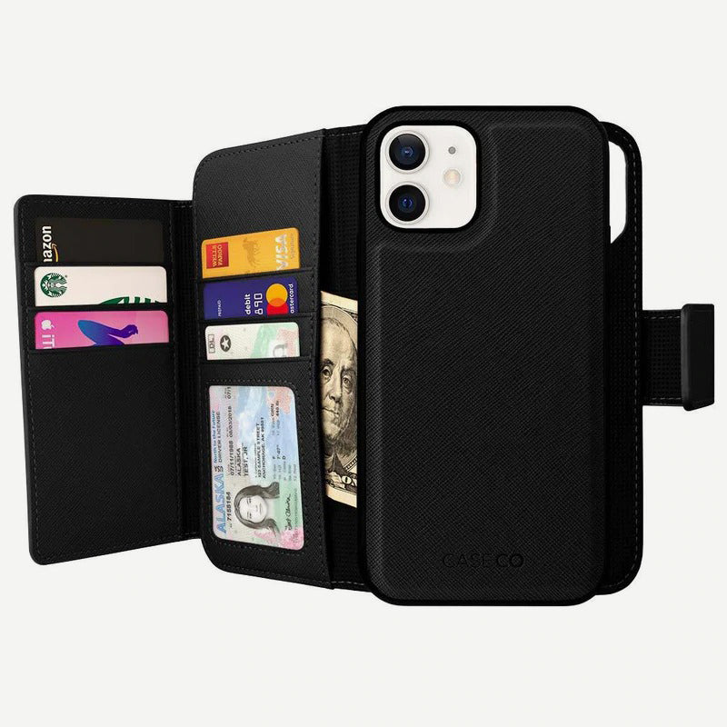 iPhone 12 Mini Wallet Case - Sunset Blvd - Black  - Card Holder