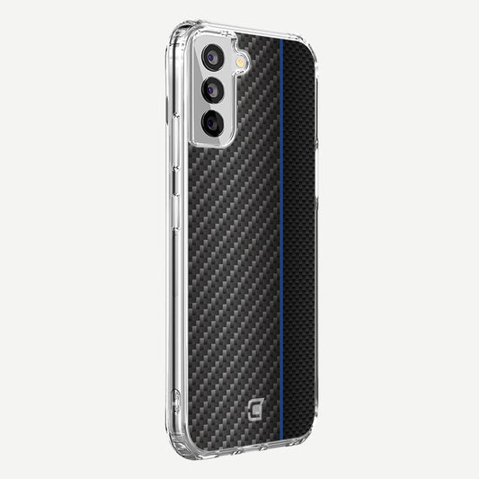 Samsung Galaxy S21 Plus Case - Carbon Fiber with Blue Line Design