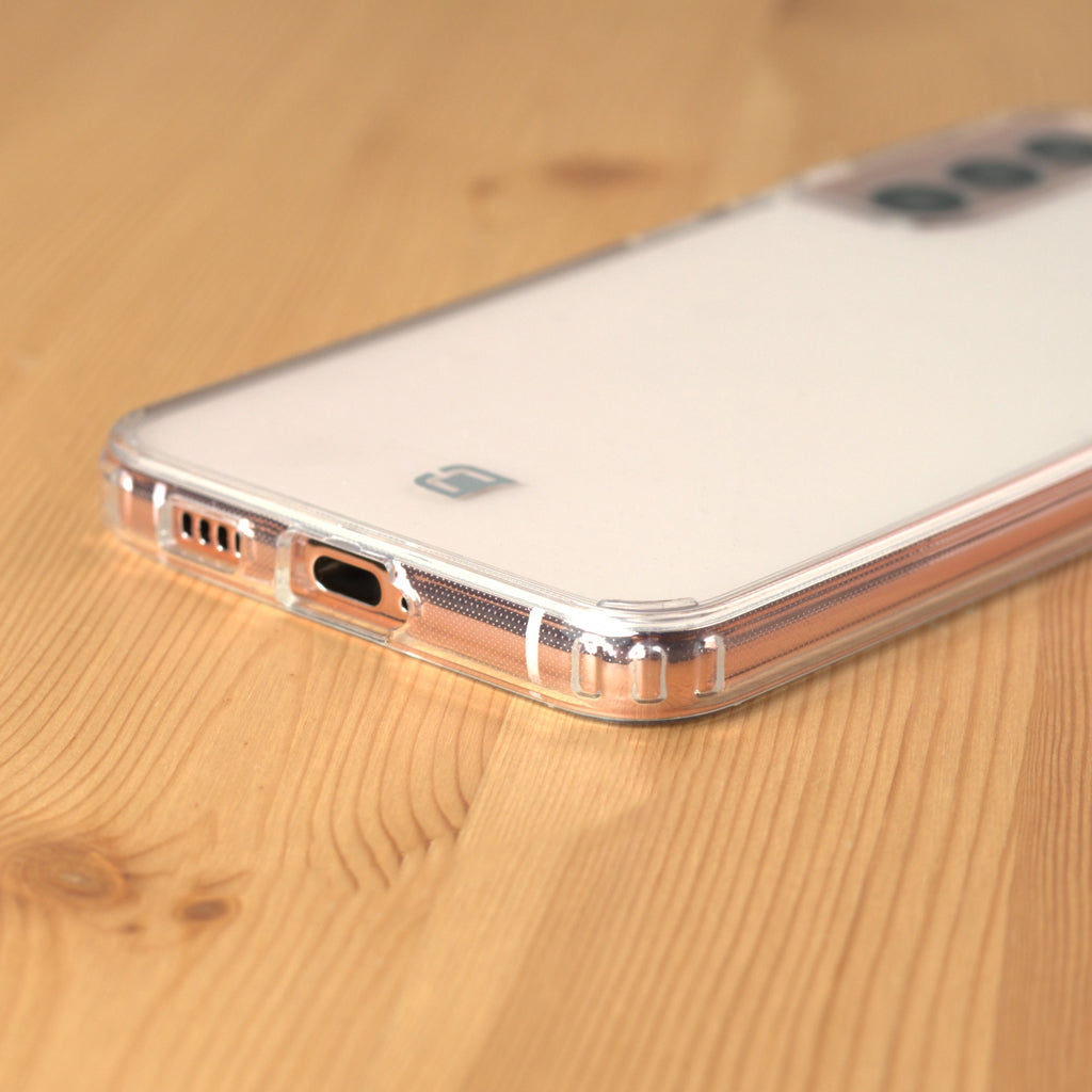 s22 plus clear case - edge & charging hole
