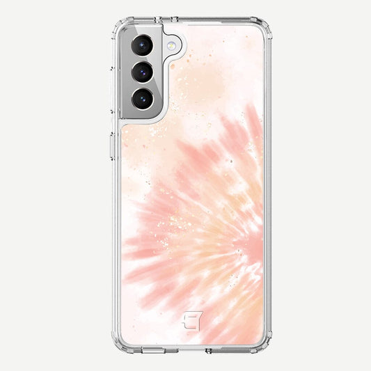 Samsung Galaxy S21 Plus Case - Peach Sparkle Tie Dye Design