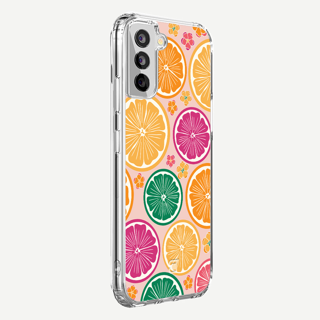 Samsung Galaxy S21 FE Tropical Fruit Phone Case - Citrus by Mandy | Caseco Inc. (Back-Side)