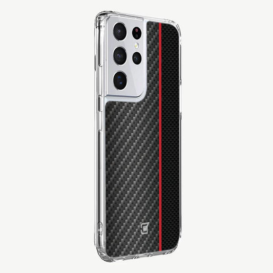 Samsung Galaxy S21 Ultra Carbon Fiber Case with Red Line