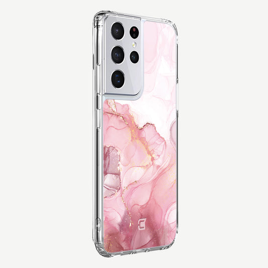 Samsung Galaxy S21 Ultra Marble Phone Case - Blush by Mandy | Caseco Inc. (Back-Side)