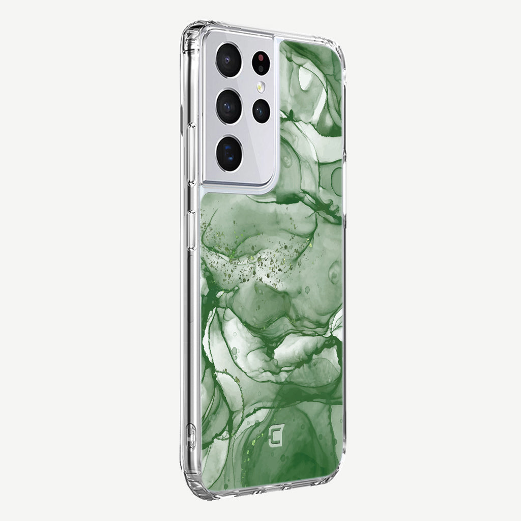 Samsung Galaxy S21 Ultra Marble Phone Case - Emerald by Mandy  | Caseco Inc. (Back-Side)