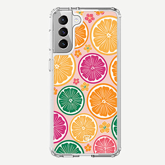 Samsung Galaxy S21 FE Tropical Fruit Phone Case - Citrus by Mandy | Caseco Inc. (Back)