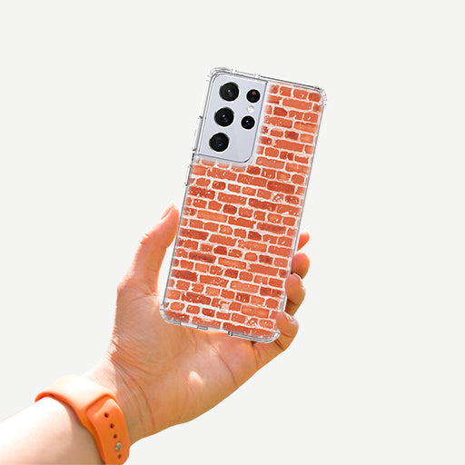 Samsung Galaxy S21 Ultra Texture Phone Case - Brick by Mandy | Caseco Inc. (Back with Hand)