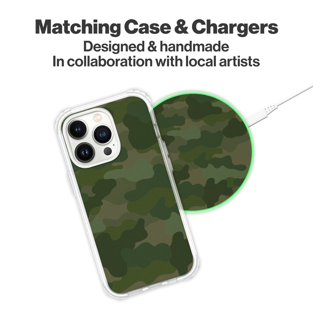 Wireless Charging Pad - Green Camo Design (Matching Design Case)