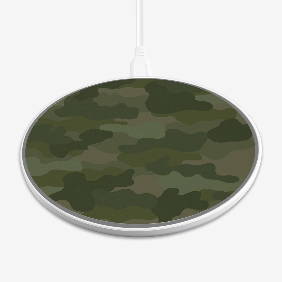 Wireless Charging Pad - Green Camo Design (Front View)
