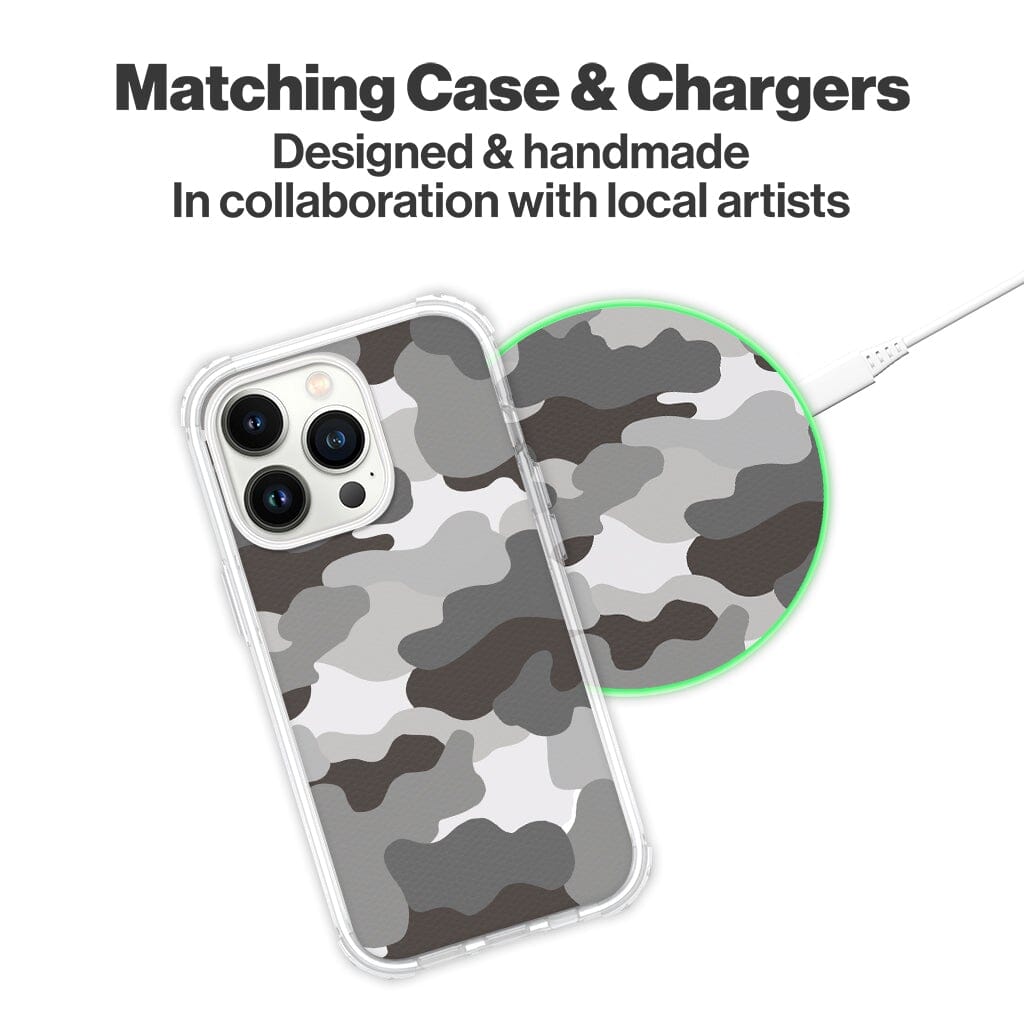 Wireless Charging Pad - Grey Camo Design (Matching Design Case)